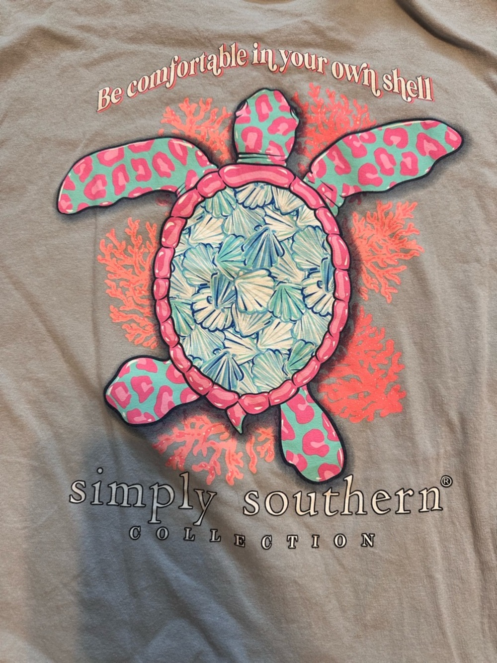 Simply Southern Turtle Graphic Tee - Pink & Teal adult large